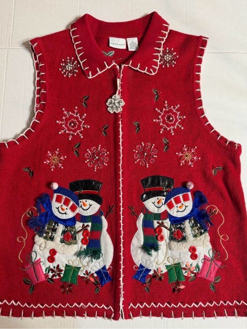 Kim Rogers Red Holiday Snowman Knit Vest for Kids